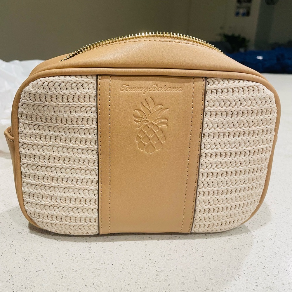 Tommy Bahama Tan and Cream Woven Pouch